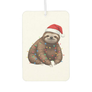 Adorable Sloth Wrapped in Holiday Lights Classic T Car Air Freshener