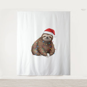 Adorable Sloth Wrapped in Holiday Lights Classic T Tapestry