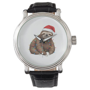 Adorable Sloth Wrapped in Holiday Lights Classic T Watch