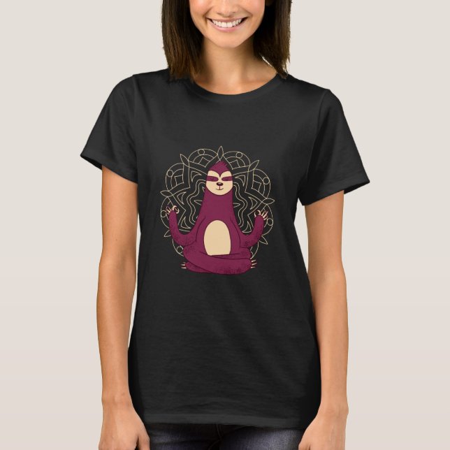 Adorable Sloth Yoga Meditation T-Shirt (Front)