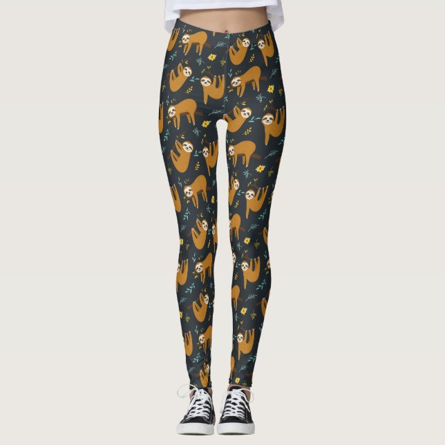 Adorable Sloths Pattern Leggings (Front)