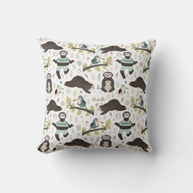 Adorable Sloths Throw Pillow (Front)