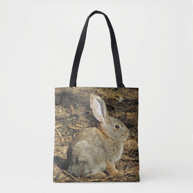 Adorable Small Brown Desert Bunny Photograph Tote Bag (Front)