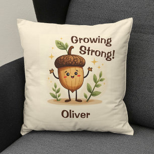 Adorable Smiling Acorn Growing Strong Cushion