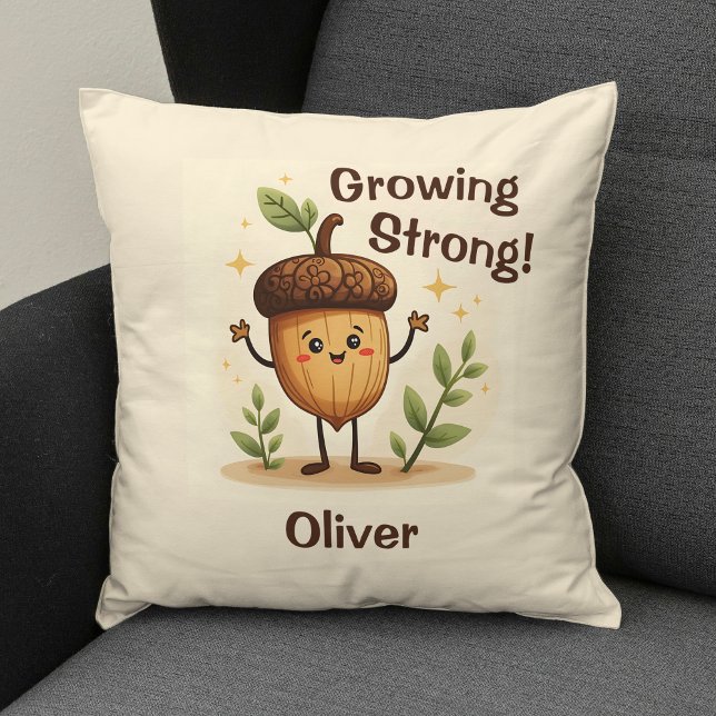 Adorable Smiling Acorn Growing Strong Cushion (Creator Uploaded)