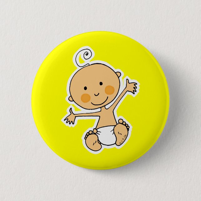 Adorable Smiling Baby Illustration 6 Cm Round Badge (Front)