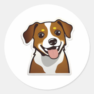 Adorable smiling dog with beautiful eyes classic round sticker