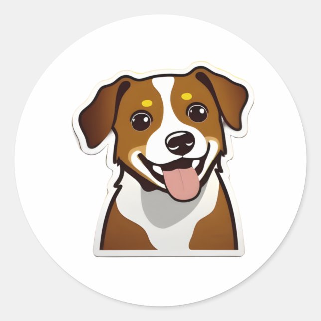 Adorable smiling dog with beautiful eyes classic round sticker (Front)