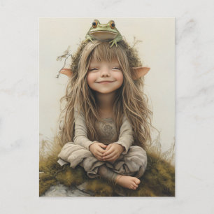 Adorable Smiling Happy Fairy Frog Postcard