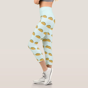 Adorable smiling kawaii taco capri leggings
