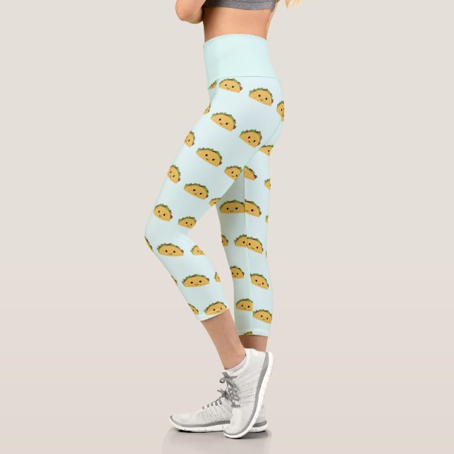 Adorable smiling kawaii taco capri leggings (Left)