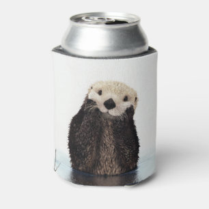 Adorable Smiling Otter in Lake Can Cooler