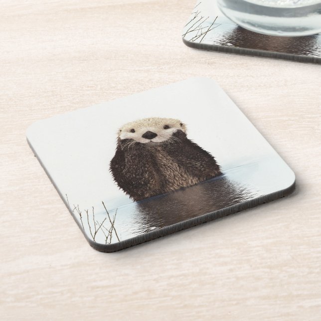 Adorable Smiling Otter in Lake Coaster (Left Side)