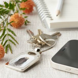 Adorable Smiling Otter in Lake Key Ring