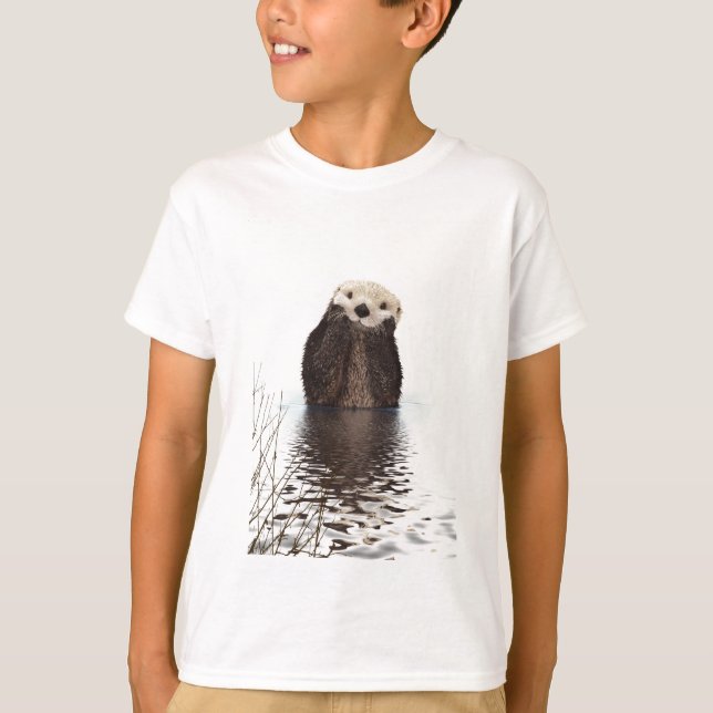 Adorable Smiling Otter in Lake T-Shirt (Front)