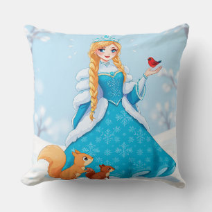 Adorable Smiling Snow Maiden Cushion