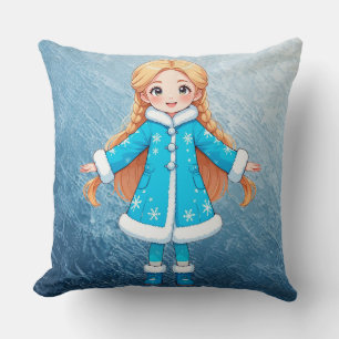 Adorable Smiling Snow Maiden Cushion