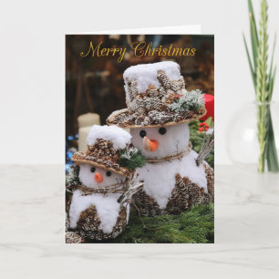 Adorable Snow Covered Snowmen Christmas Card