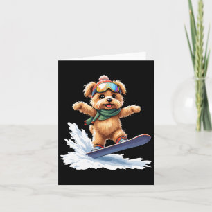 Adorable Snowboarding Dog Winter Sports Men Women Card
