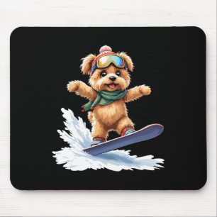 Adorable Snowboarding Dog Winter Sports Men Women  Mouse Mat