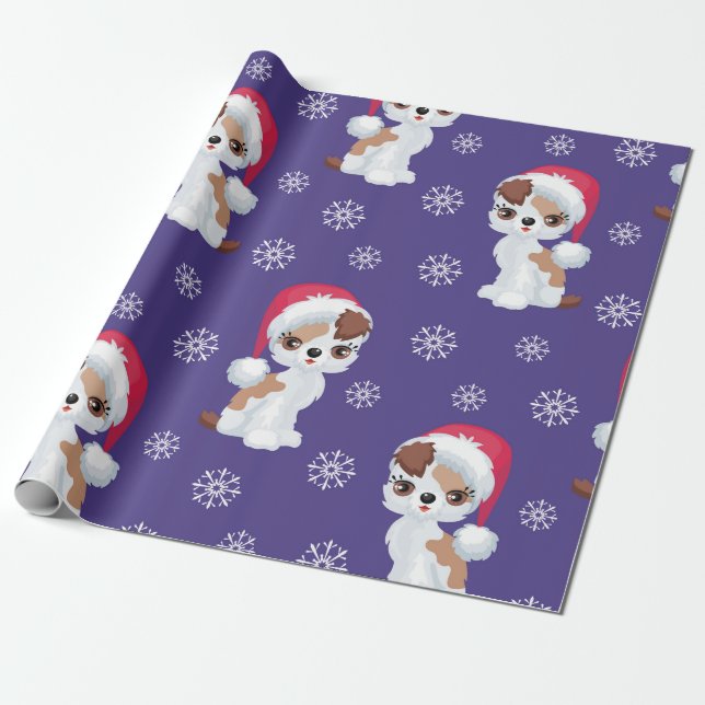 Adorable Snowflakes Theme Wrapping Paper (Unrolled)