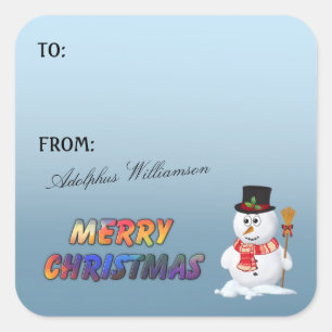 Adorable Snowman Christmas Gift Label