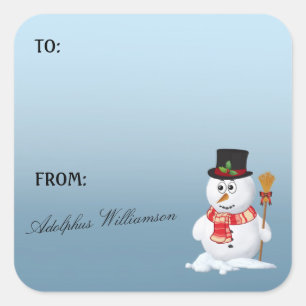 Adorable Snowman Christmas Gift Label