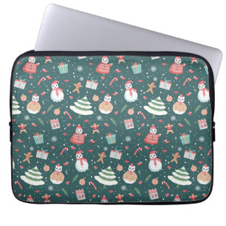 Adorable Snowman Christmas Pattern Laptop Sleeve