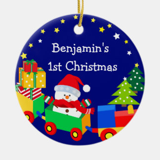 Adorable Snowman in Holly Night Christmas Ornament