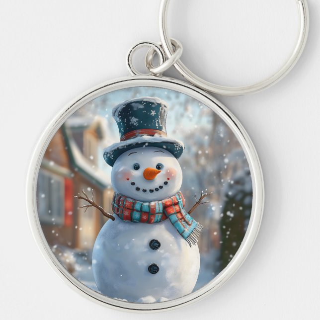 Adorable Snowman Keychain - Cute Winter Accessory (Front)