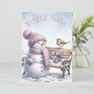 Adorable Snowman Winter Christmas Holiday Card