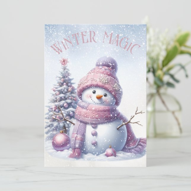Adorable Snowman Winter Christmas Holiday Card (Standing Front)