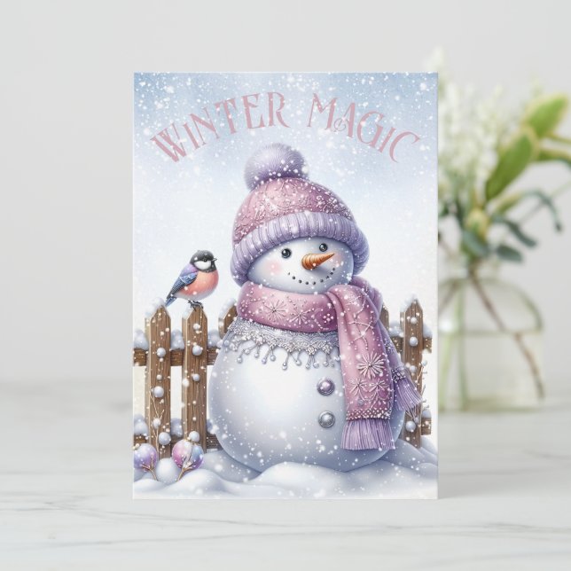 Adorable Snowman Winter Christmas Holiday Card (Standing Front)