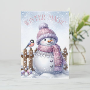 Adorable Snowman Winter Christmas Holiday Card