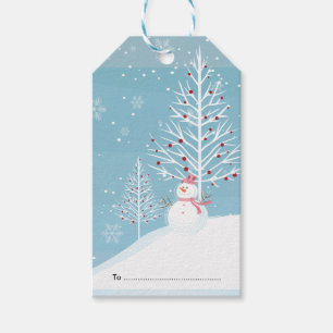 Adorable Snowman with Cap Gift Tags