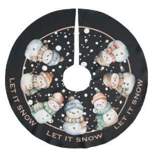 ADORABLE SNOWMEN, LET IT SHOW CHRISTMAS BRUSHED POLYESTER TREE SKIRT