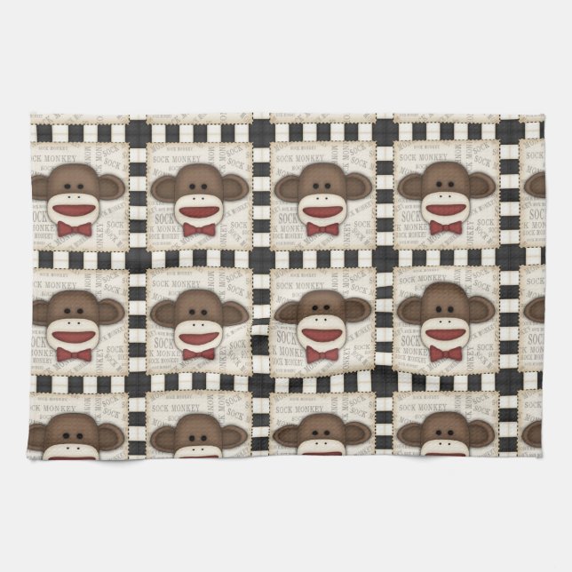Adorable Sock Monkey Home Decor Items Tea Towel (Horizontal)
