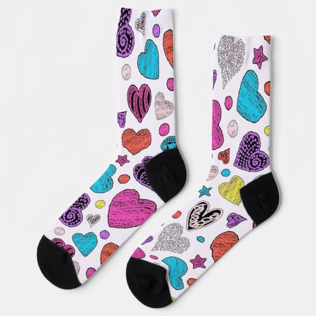 Adorable Socks with Heart Emoji - Stylish Footwear (Left)