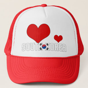 Adorable South Korea Flag Hearts Patriotic Trucker Hat