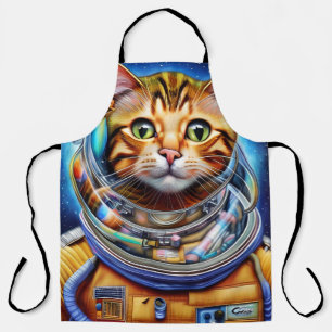 Adorable Space Cat Abstract Art Apron