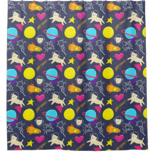 Adorable Space Cats Pattern Shower Curtain