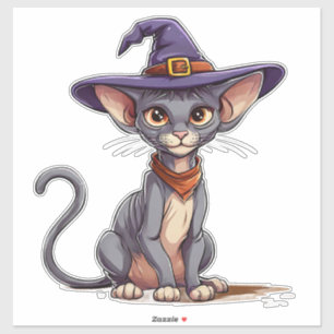 Adorable Sphynx Cat in Witch Hat