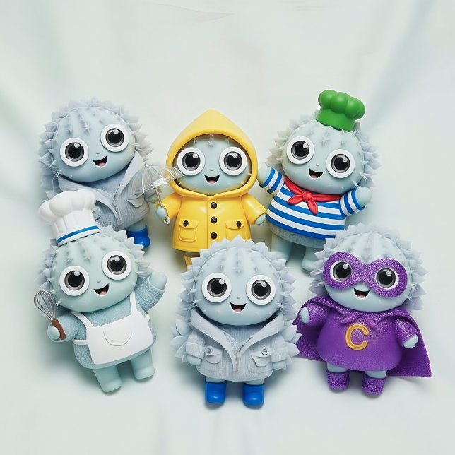Adorable Spiky Toy Characters in Cute  Round Cushion (Creator Uploaded)