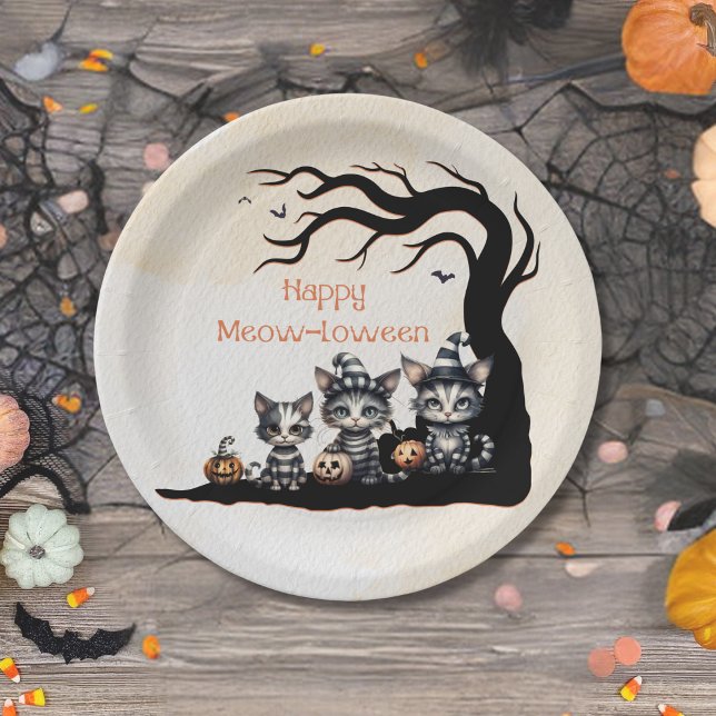 Adorable Spooky Ghost Kittens Halloween Party Paper Plate (Creator Uploaded)