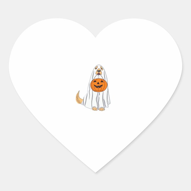 Adorable Spooky Golden Retriever Ghost Classic T-S Heart Sticker (Front)