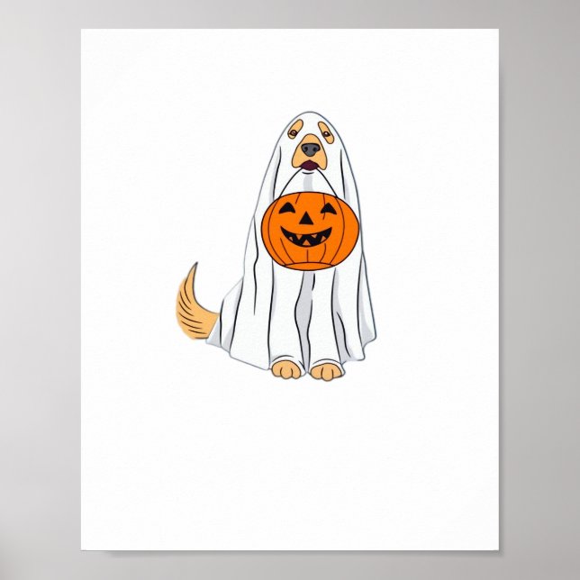 Adorable Spooky Golden Retriever Ghost Classic T-S Poster (Front)