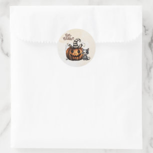 Adorable Spooky Halloween Kitten  Classic Round Sticker