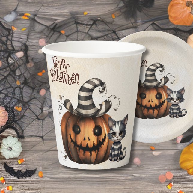 Adorable Spooky Halloween Kitten  Paper Cups (Creator Uploaded)