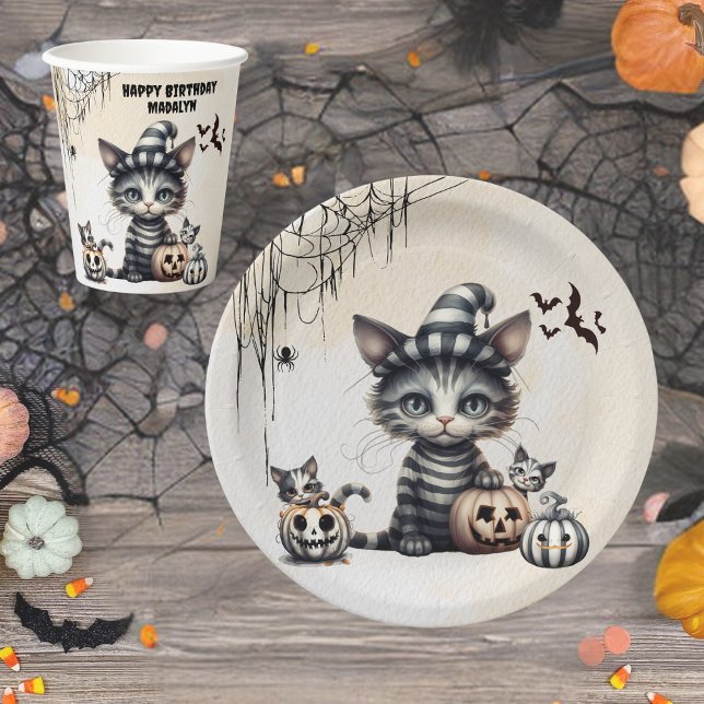 Adorable Spooky Halloween Kitten  Paper Plate (Creator Uploaded)