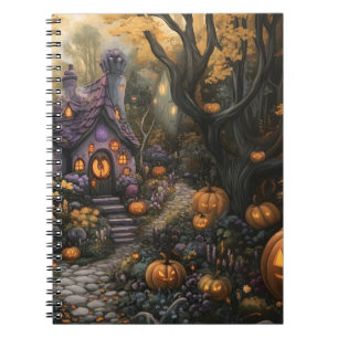 Adorable Spooky House and Halloween Pumpkin Patch Notebook